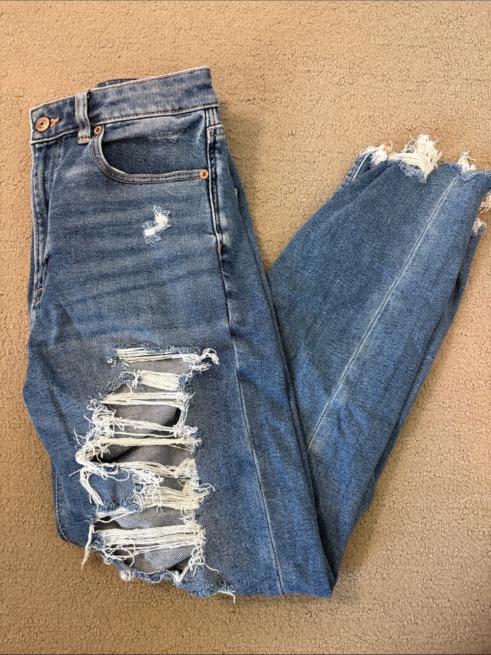 American Eagle Outfitters Distressed Dark Blue Skinny Jeans